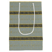 Sac Cadeau Moyen Motif de Noël Vert Or #35b ID1009 (Dos)