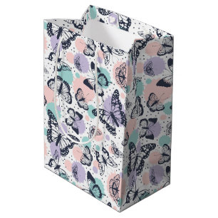Sac Cadeau Moyen Motif de papillons rétro coloré