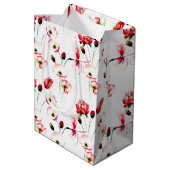 Sac Cadeau Moyen Motif De Pavot En Blanc (Dos Angle)