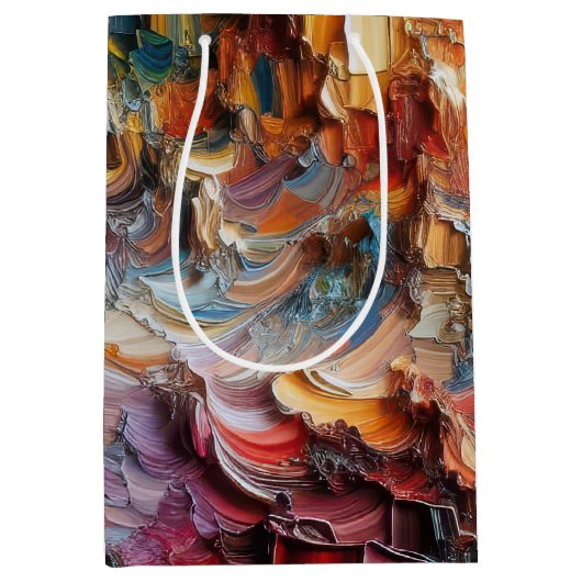 Sac Cadeau Moyen Motif de peinture texturé épais (Devant)