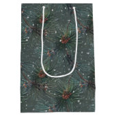 Sac Cadeau Moyen Motif de pin d'hiver rustique moderne (Dos)