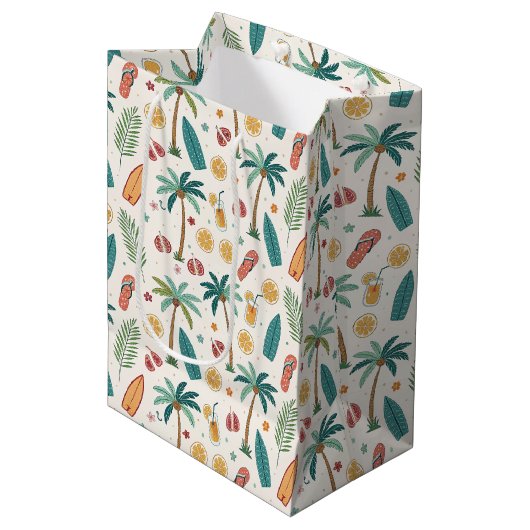 Sac Cadeau Moyen Motif de plage d'été tropical (1) (Devant Angle)