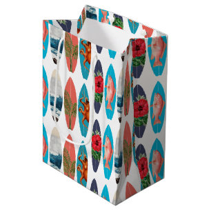 Sac Cadeau Moyen Motif de planches de surf colorées rétro
