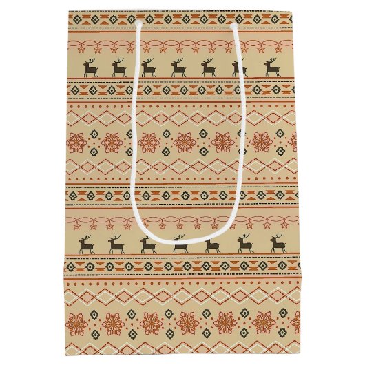 Sac Cadeau Moyen Motif de rennes de Noël (Dos)