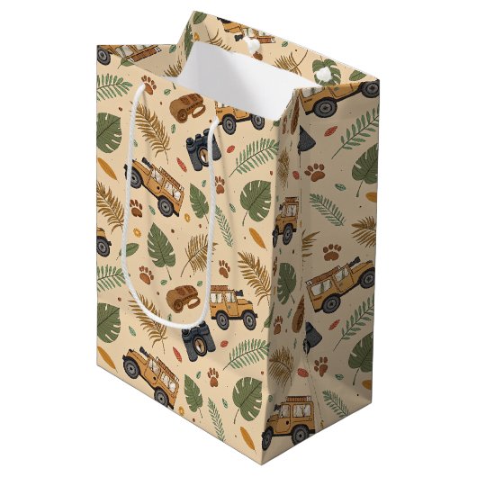 Sac Cadeau Moyen Motif de road trip vintage (3) (Devant Angle)