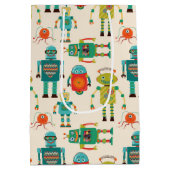 Sac Cadeau Moyen Motif de robots rétro colorés (Dos)