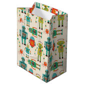 Sac Cadeau Moyen Motif de robots rétro colorés (Dos Angle)