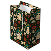Sac Cadeau Moyen Motif de Shroom-Skull et de Fleurs (Devant Angle)