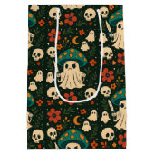 Sac Cadeau Moyen Motif de Shroom-Skull et de Fleurs (Dos)