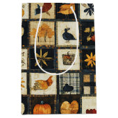 Sac Cadeau Moyen Motif de surface composée d'automne rustique | Pat (Devant)