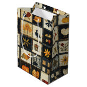 Sac Cadeau Moyen Motif de surface composée d'automne rustique | Pat (Dos Angle)