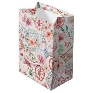 Sac Cadeau Moyen Motif de tampon de voyage du monde vintage (1)