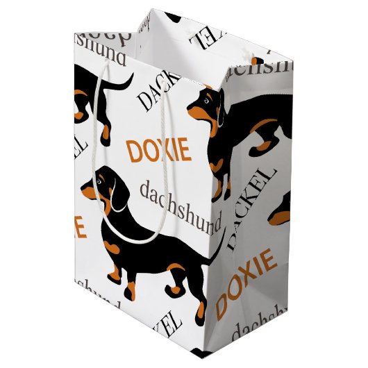 Sac Cadeau Moyen Motif de teckel (Dos Angle)