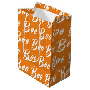 Sac Cadeau Moyen Motif de texte de la boîte orange blanche d'Hallow