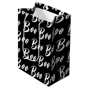 Sac Cadeau Moyen Motif de texte de livre noir et blanc d'Halloween