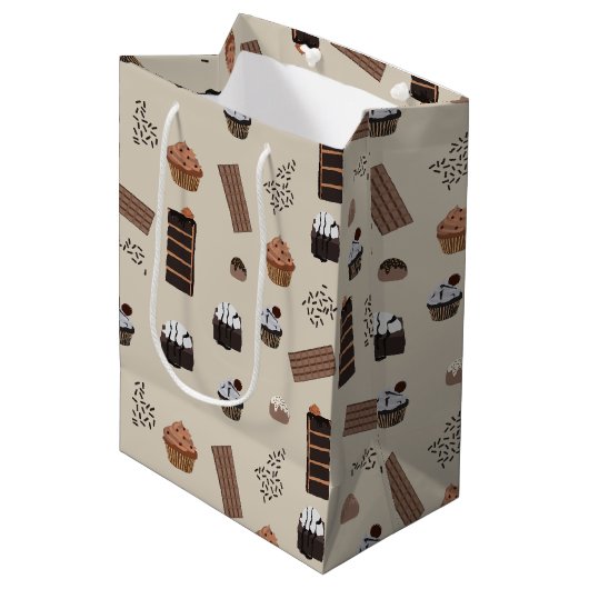 Sac Cadeau Moyen Motif de thème chocolat (Devant Angle)