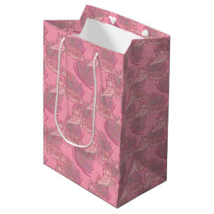 Sac Cadeau Moyen Motif de tigre de la Jungle rose