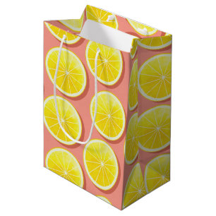 Sac Cadeau Moyen Motif de tranches de citron d'été