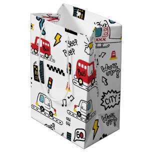 Sac Cadeau Moyen Motif de transport ludique pour enfants