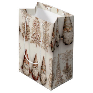 Sac Cadeau Moyen Motif de vacances à l'aquarelle vintage de gnome d