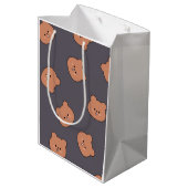 Sac Cadeau Moyen Motif de visage d'ours en peluche marron mignon bl (Dos Angle)
