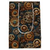 Sac Cadeau Moyen Motif d'engrenages Steampunk (Dos)