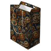 Sac Cadeau Moyen Motif d'engrenages Steampunk (Dos Angle)