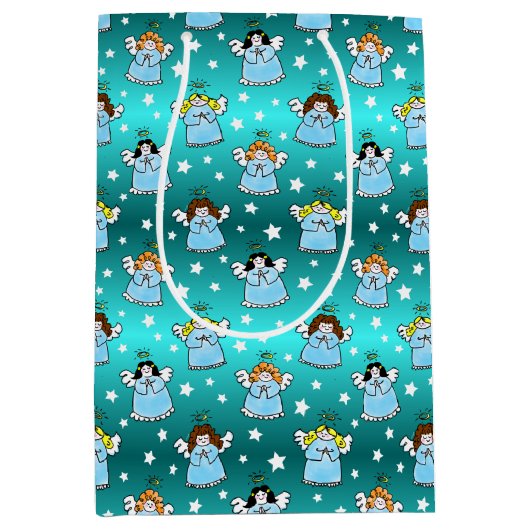 Sac Cadeau Moyen Motif des anges célestes de Noël (Devant)