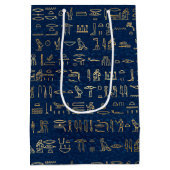 Sac Cadeau Moyen Motif des hiéroglyphes d'Égypte or et bleu (Dos)