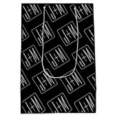 Sac Cadeau Moyen Motif des initiales Mariages modernes | Noir & Bla (Dos)