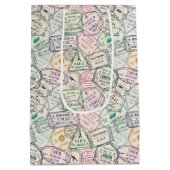 Sac Cadeau Moyen Motif des timbres de voyage (Dos)