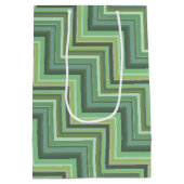 Sac Cadeau Moyen Motif d'escalier à rayures vert olive (Dos)