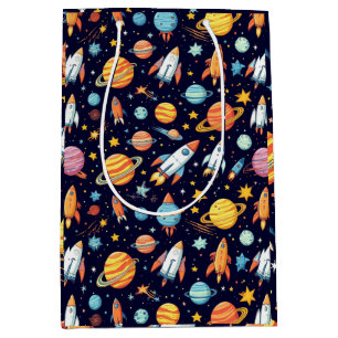 Sac Cadeau Moyen Motif d'exploration spatiale coloré