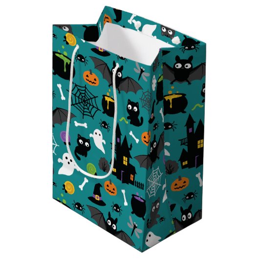 Sac Cadeau Moyen Motif d'Halloween (Devant Angle)