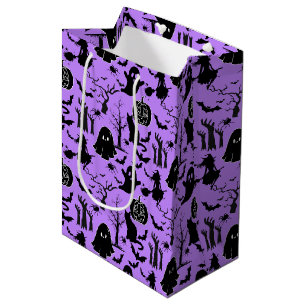 Sac Cadeau Moyen Motif d'Halloween. Éffrayant et mignon.b L Violet