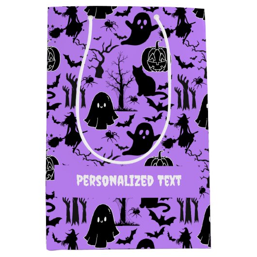 Sac Cadeau Moyen Motif d'Halloween. Éffrayant et mignon.b L Violet  (Devant)