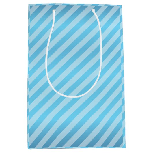 Sac Cadeau Moyen Motif diagonal de rayure de bleus layette (Devant)