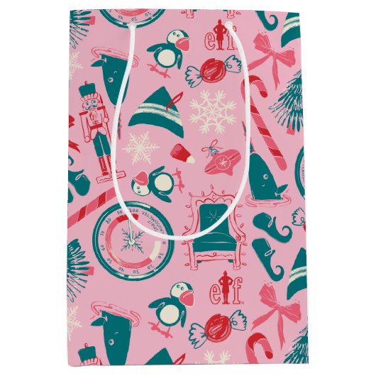 Sac Cadeau Moyen Motif d'icône encadrée Elf Holiday (Devant)