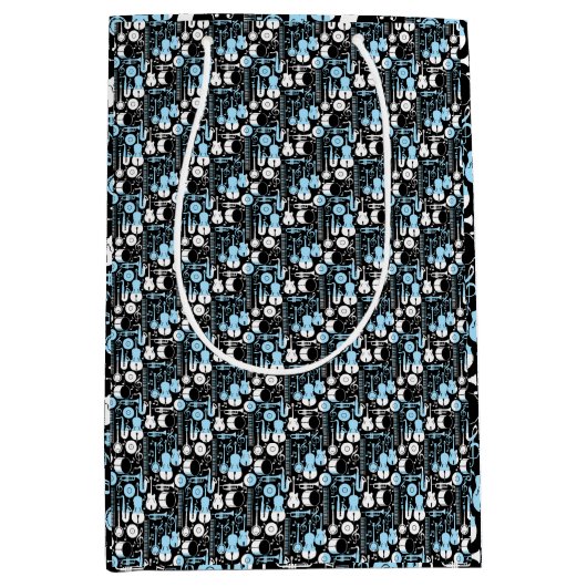 Sac Cadeau Moyen Motif d'instruments de musique 01x4.b Noir (Devant)