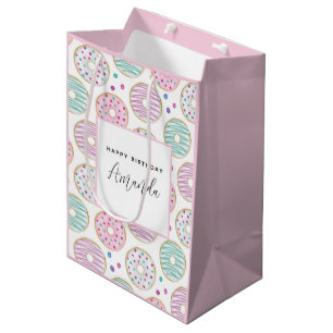 Sac Cadeau Moyen Motif Donut Anniversaire Coloré Mignon