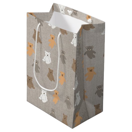 Sac Cadeau Moyen Motif d'ours mou (Devant Angle)