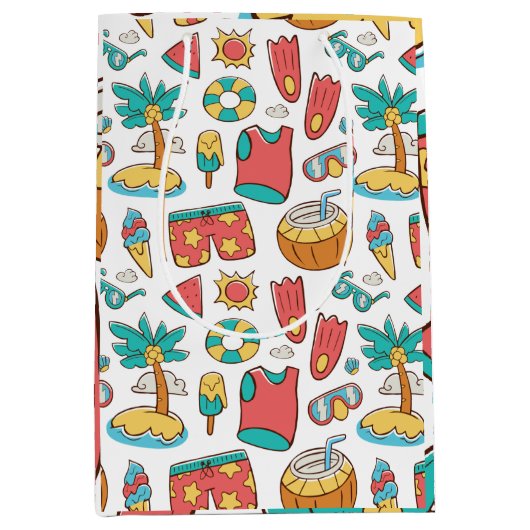 Sac Cadeau Moyen motif drôle vacances d'été plage (Devant)