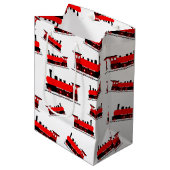 Sac Cadeau Moyen Motif du train à vapeur rouge (Devant Angle)