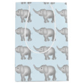 Sac Cadeau Moyen Motif Eléphants Aquarelle Bleu (Devant)