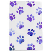 Sac Cadeau Moyen Motif Empreinte de patte texturé blanc violet (Devant)