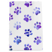Sac Cadeau Moyen Motif Empreinte de patte texturé blanc violet (Dos)