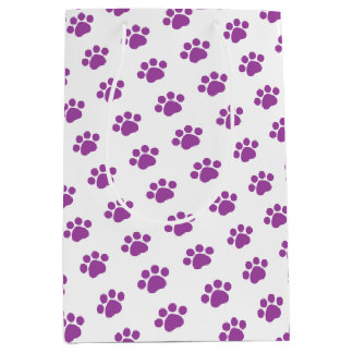 Sac Cadeau Moyen Motif Empreinte de patte violet