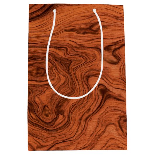 Sac Cadeau Moyen Motif en bois de noyer faux élégant (Devant)