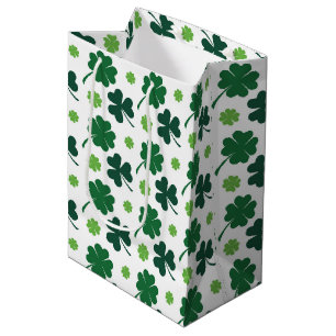 Sac Cadeau Moyen Motif en carrelage de trèfles mignons à quatre feu