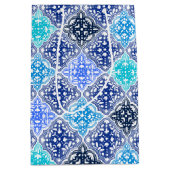Sac Cadeau Moyen Motif en carrelage marocain peint en bleu (Devant)